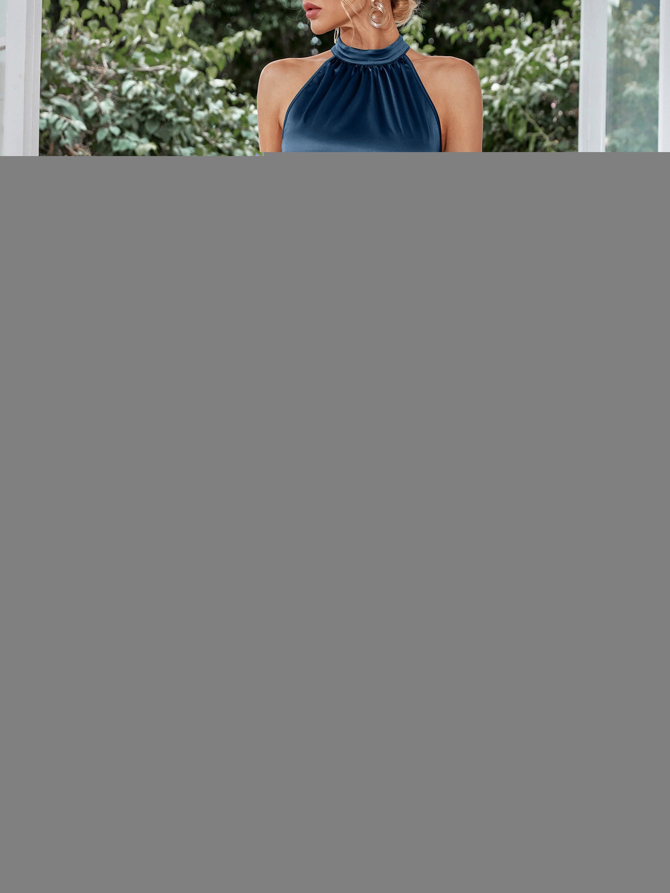 Casual Halter Waist-tight Solid Color Sheath Dress