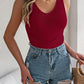 V-neck Hollow Knitwear Holiday Top