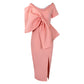 European And American Big Bow Split Sheath Dress