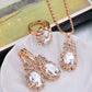 Europe And The United States Personalized Water Drop Color Diamond Necklace, Earrings, Rings Set, Shiny High-end Bridal Jewelry Wholesale
