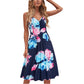 Summer New Print Suspender Backless Dress
