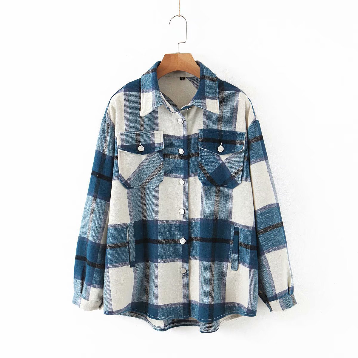 Loose check shirt with chest pocket