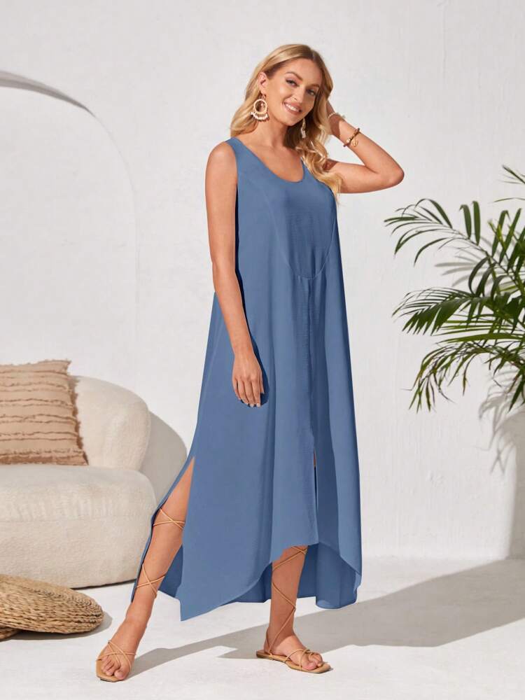 Robe ample décontractée sans manches pour femme