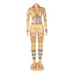 Fashion Digital Positioning Printing Tight-Fitting Two-Piece Suit