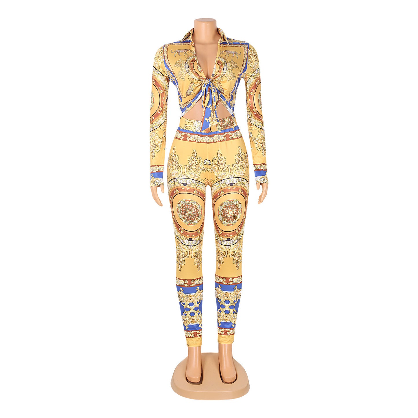 Fashion Digital Positioning Printing Tight-Fitting Two-Piece Suit