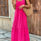 Drawstring Multi-layer Ruffled Decorative Extra Long Sling Dress