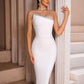 Lady Diagonal Collar Temperament Bandage One-piece Dress