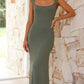 Robe moulante dos nu fendue pour femme