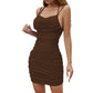 European And American Double-shoulder Strap Pleated Dress