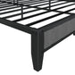 Queen Size Bed Frame With Charging Station, Upholstered Headboard, Metal Platform, Grey