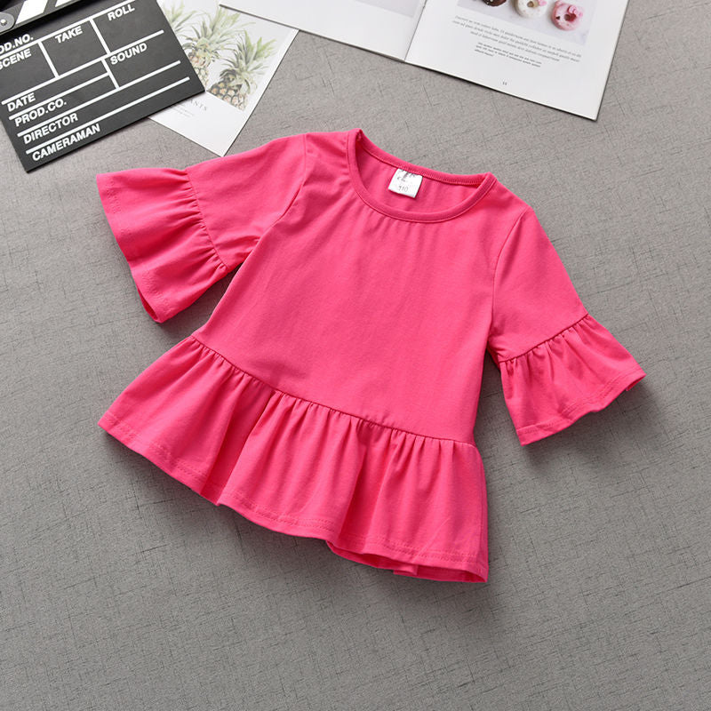 T-shirt à manches volantées pour enfant, bas d'été