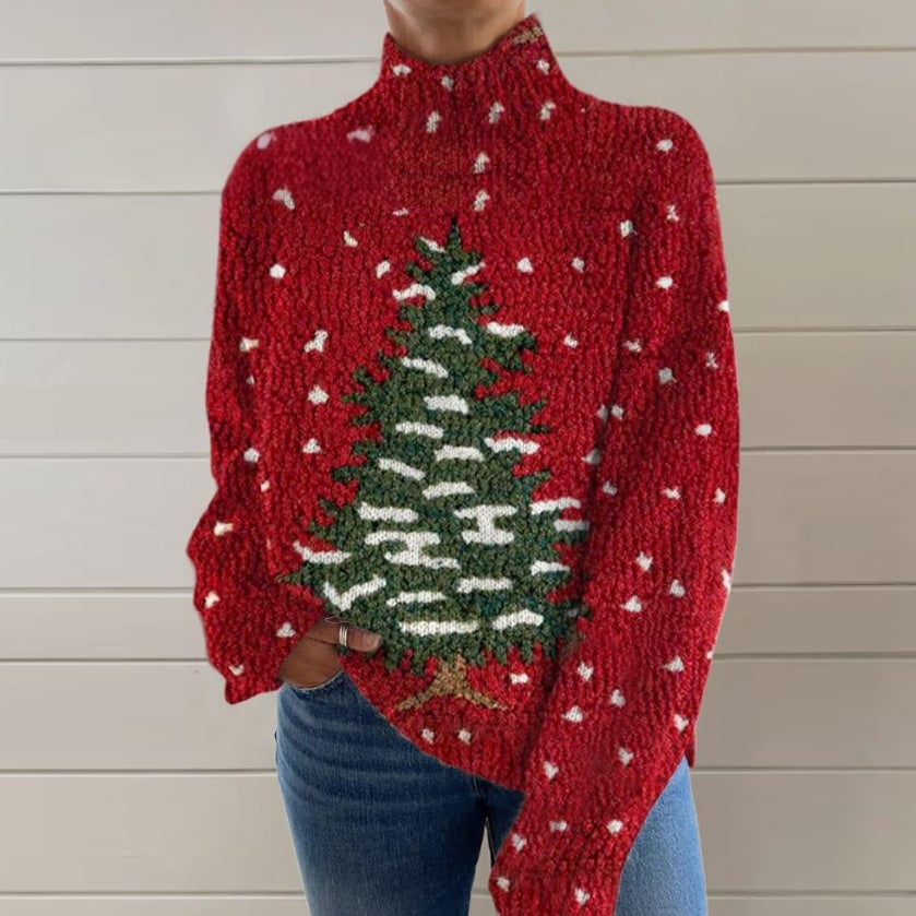 Pull à col roulé imprimé pour femme Wansheng