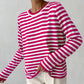 Pull rayé à manches longues en tricot, pull polyvalent, vêtements pour femmes