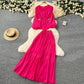 Suit Women's Spring French Style Lace-up Waist-controlled Round Neck Long Sleeve Shirt High Waist Drooping Skirt