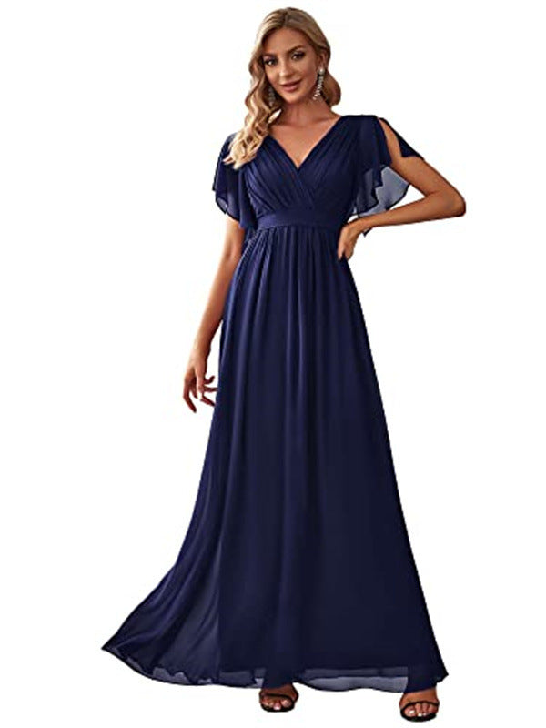 V-neck Chiffon Dress Women