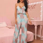 Ensemble de pyjama confortable à col en V et imprimé écharpe