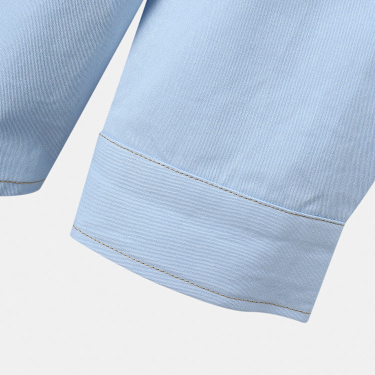 Men's Lapel Cardigan Color Block Long Sleeve Top