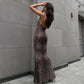 Leopard Print Backless Sling Dress Women