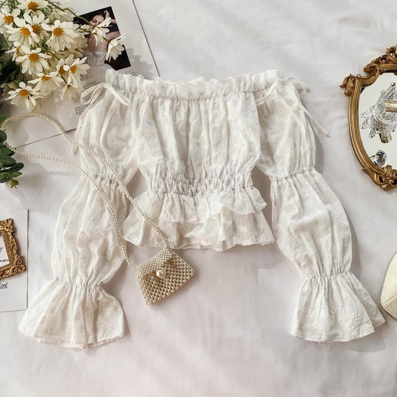 Very Fairy Shirt One-shoulder Blouse Sweet Girl