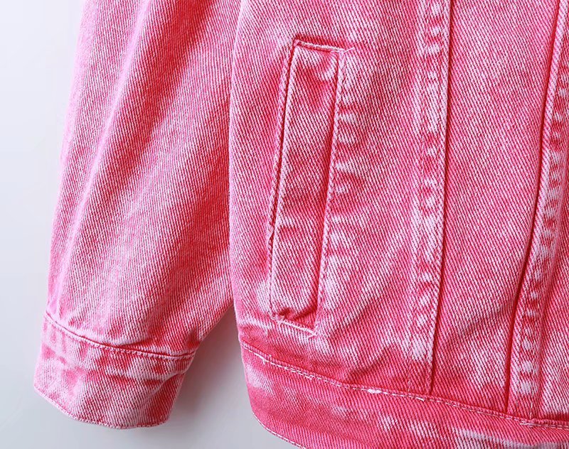 Pink fried flower denim jacket
