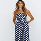 Sleeveless strapless polka dot long jumpsuit