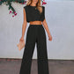Women Solid Color Sleeveless Top And Long Pants 2-Piece Set For Vacation