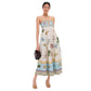 High-waisted Cotton-linen Printed Camisole Casual Fashionable Dress