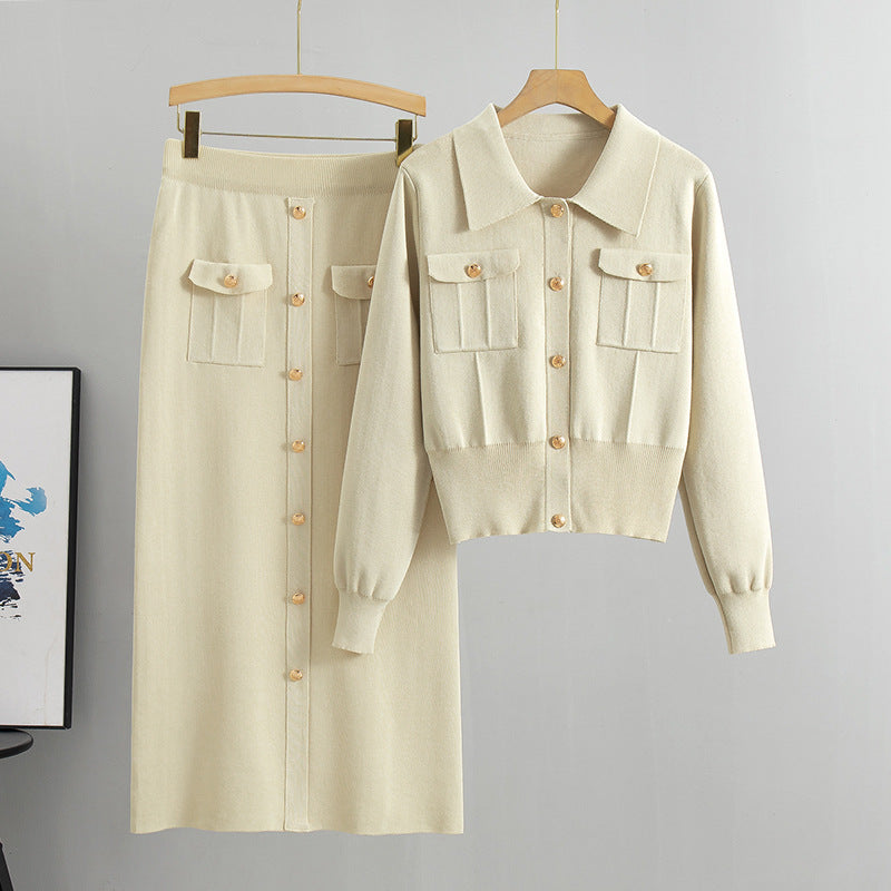 French Style High Sense Knitting Suit Women's Spring And Autumn New Sweet
