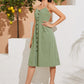 Strap Button Backless Dress Women