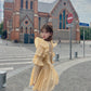 Yellow puff sleeve shirt waist dress