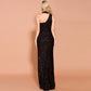 Split sequined banquet dress