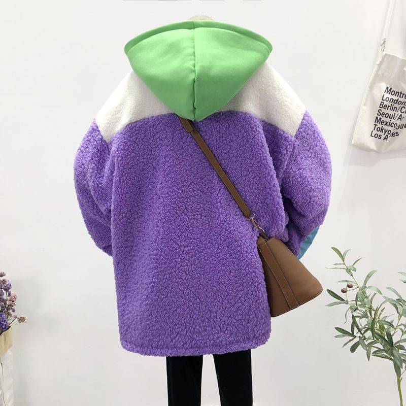 Pull ample à capuche en laine de style coréen pour femme