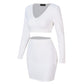 Jupe à col en V pour femme adulte, style femme, manches longues, couleur unie