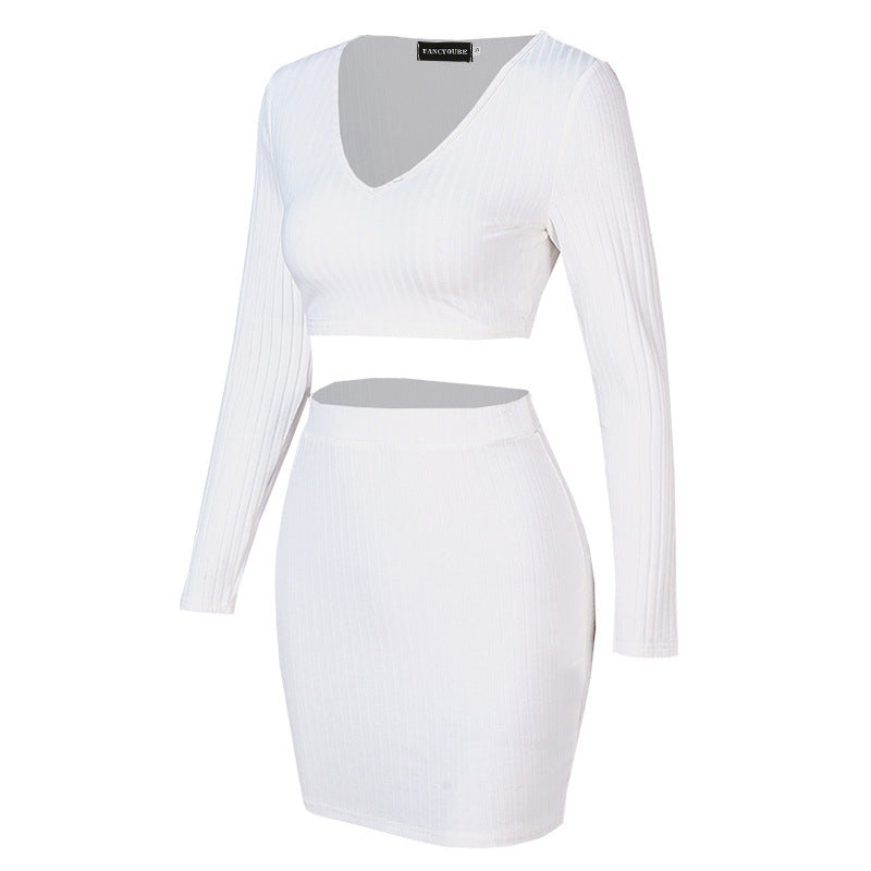 Jupe à col en V pour femme adulte, style femme, manches longues, couleur unie