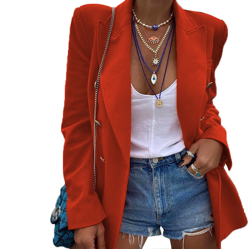 Women's Temperament Professional Casual Women's Solid Color Long Sleeve Small Suit Jacket