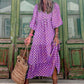 Robe d'été bohème vintage imprimée pour femme, élégante, décontractée, ample, col en V, manches courtes, longue