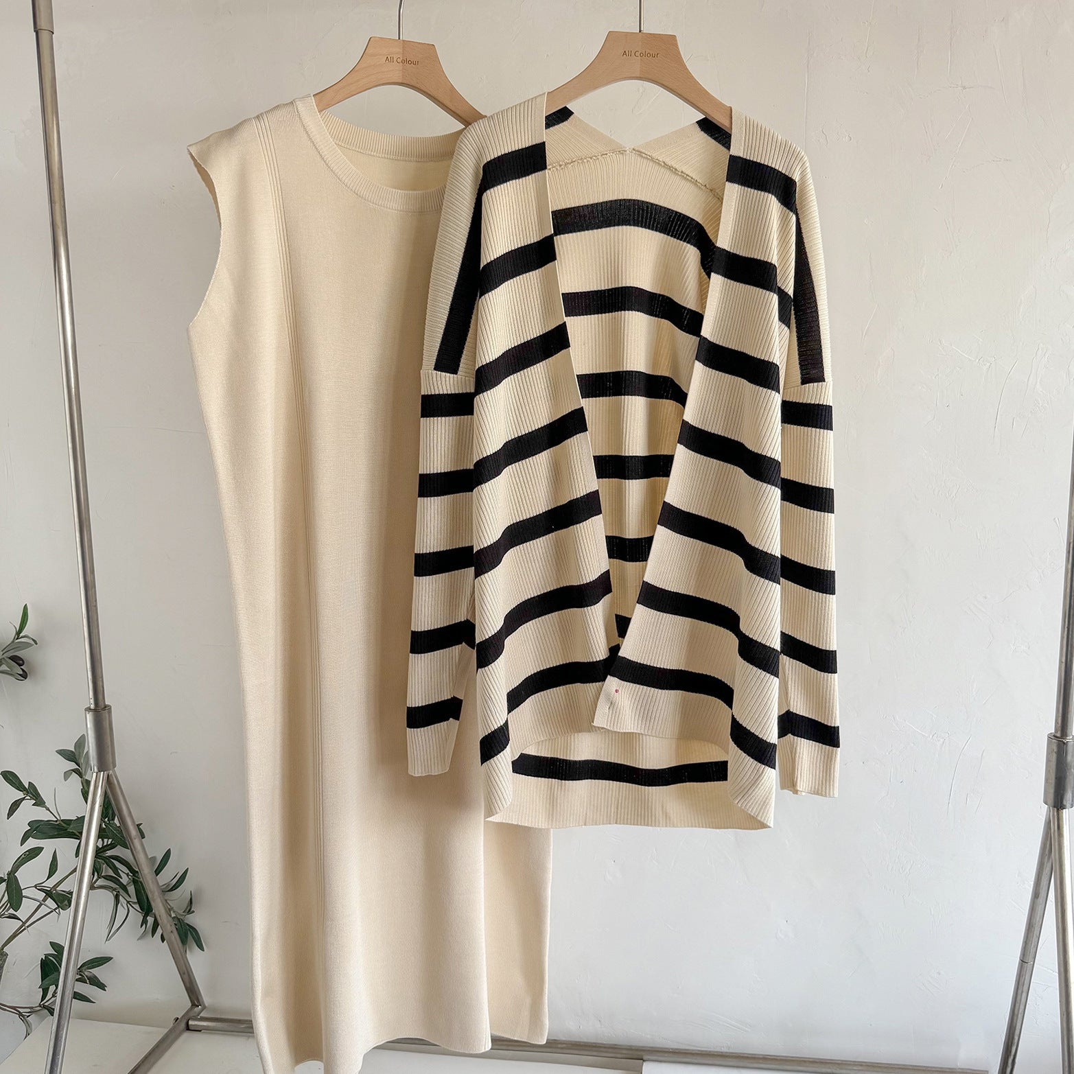 Women's Autumn Loose Mid-length Striped Sweater Skirt