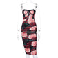 Women's New Smocked Print Square Neck Long Sleeve Slim Fit Dress
