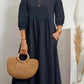 Lantern Sleeve Loose Cotton And Linen Pocket Dress