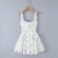 Rose Printed Lace Stitching Cotton Mini Dress