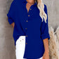 Simple Long Sleeve V Neck Button Ladies Cotton Linen Shirt Women's Clothing