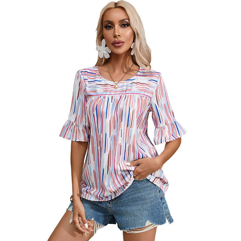 Women's Round Neck Short-sleeved Pullover
