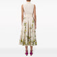 Robe rétro artistique sans manches à revers, imprimée, à lacets, taille ajustée, amincissante, pour femmes
