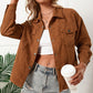 Corduroy Single Breasted Lapel Pocket Shirt Jacket
