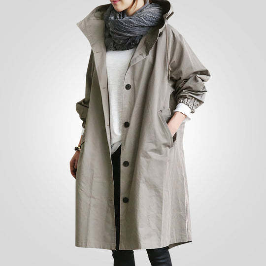 Women's Medium And Long Style Small Man Temperament Waist Closing Long Sleeve Coat