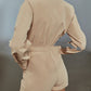 Commuter Slim Solid Cotton Long Sleeve Short Jumpsuit