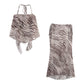 Animal Print Halter Spaghetti Straps High Waist Skirt Suit
