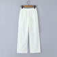 Hollow Embroidery Lace-up Straight-leg Pants