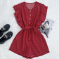 Versatile V Neck Polka Dot Flying Sleeves Lace Up Jumpsuit Wide Leg Pants Shorts