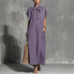 V-neck Lace-up Short-sleeve Solid-color Loose Casual Dress